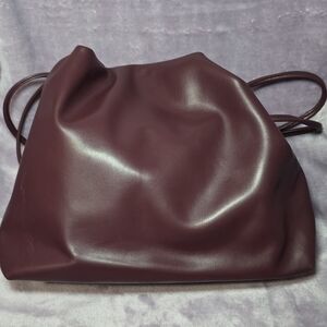 Burgundy Faux Leather Tote Bag